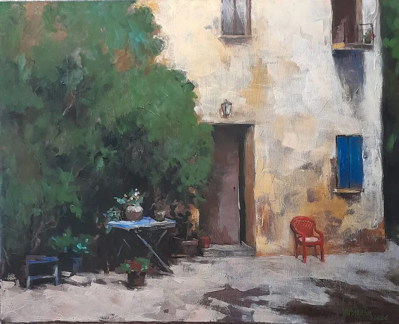 A quiet courtyard — artwork by Andrei Constantin