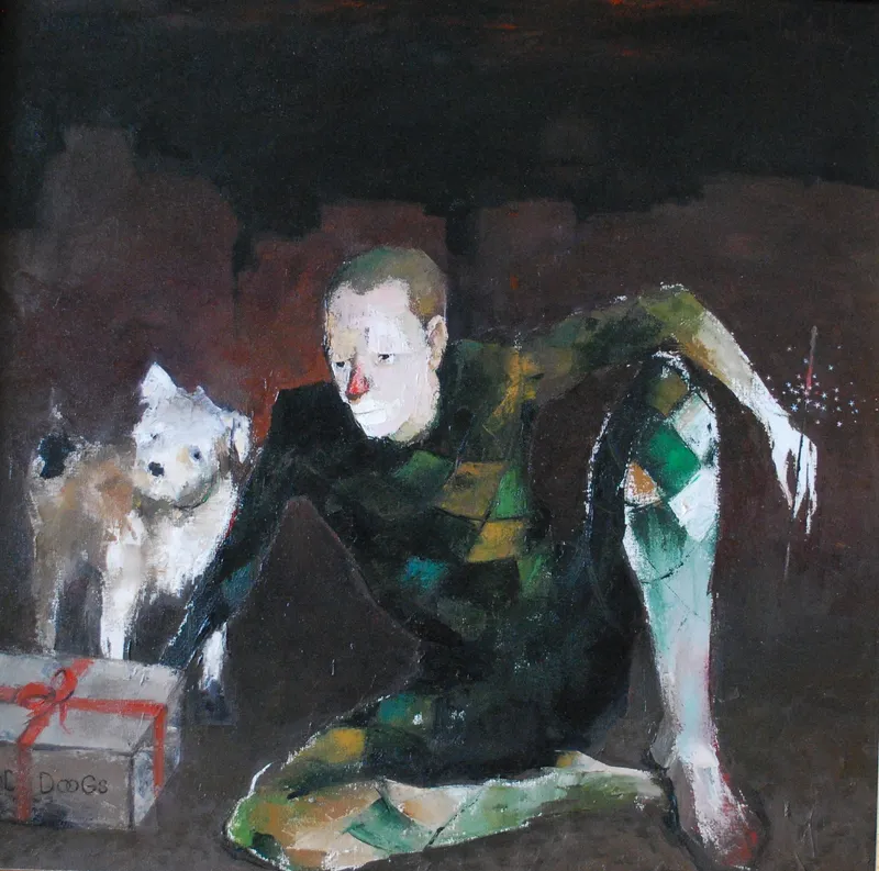 A seated figure with a cat — artwork by Andrei Constantin