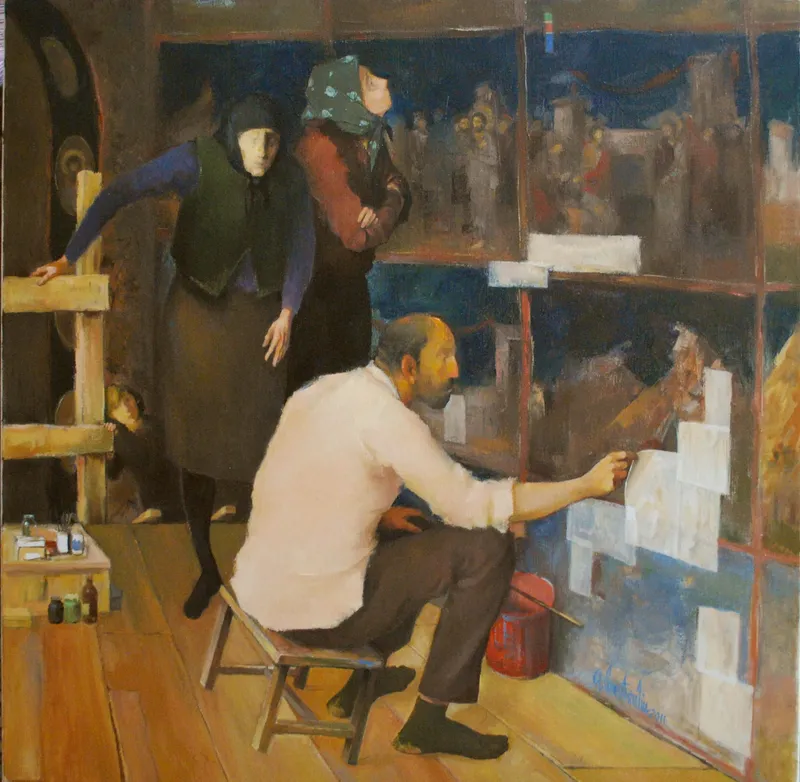Figures in the studio — artwork by Andrei Constantin