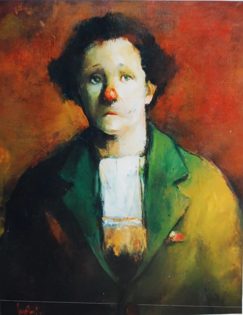 Portrait against a red background — artwork by Andrei Constantin