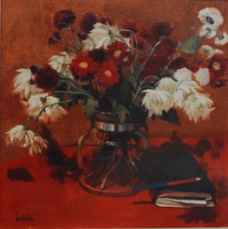 Flowers against a red background — artwork by Andrei Constantin