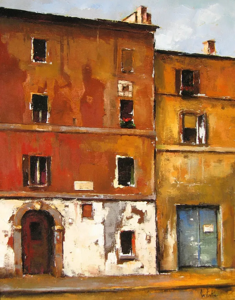 Ochre houses — artwork by Andrei Constantin