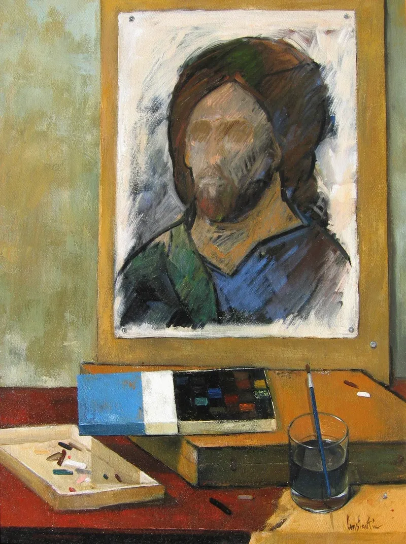 A portrait on the easel — artwork by Andrei Constantin