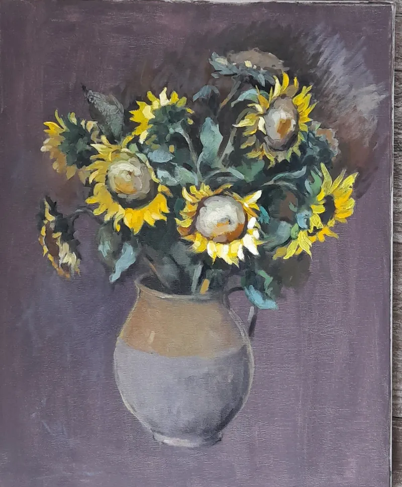 Sunflowers against violet — artwork by Andrei Constantin