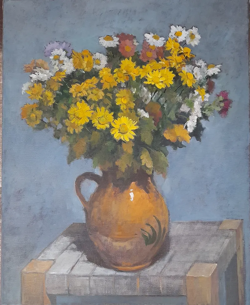 Wildflowers in an earthenware jug — artwork by Andrei Constantin