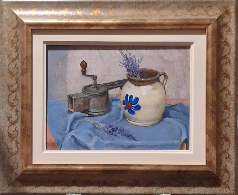 A coffee grinder and a ceramic jug — artwork by Andrei Constantin