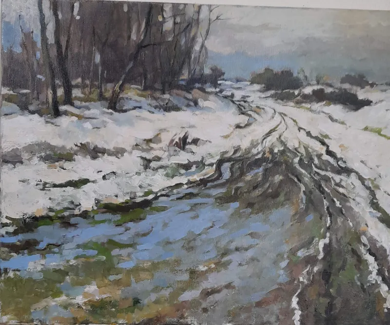 A muddy path through the snow — artwork by Andrei Constantin