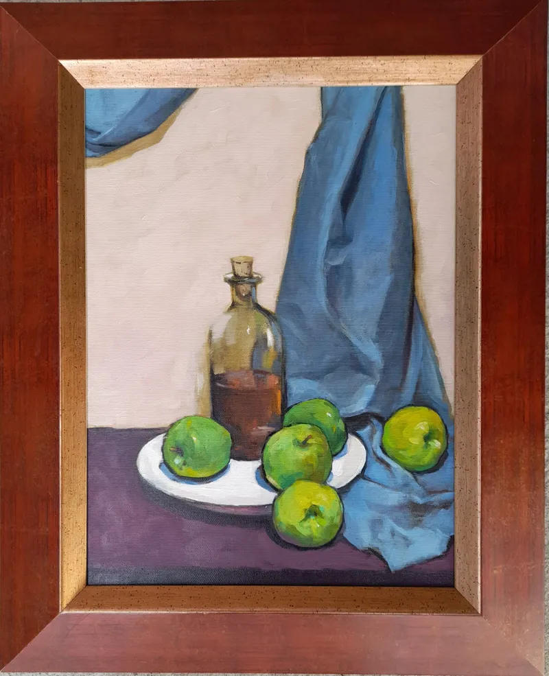 Green apples and a bottle — artwork by Andrei Constantin