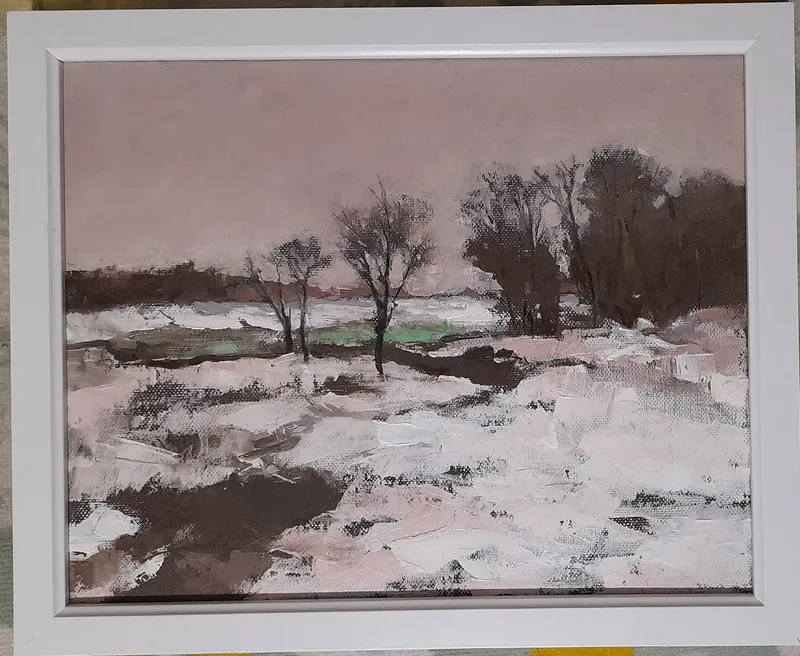 Bare trees across a snowy field — artwork by Andrei Constantin