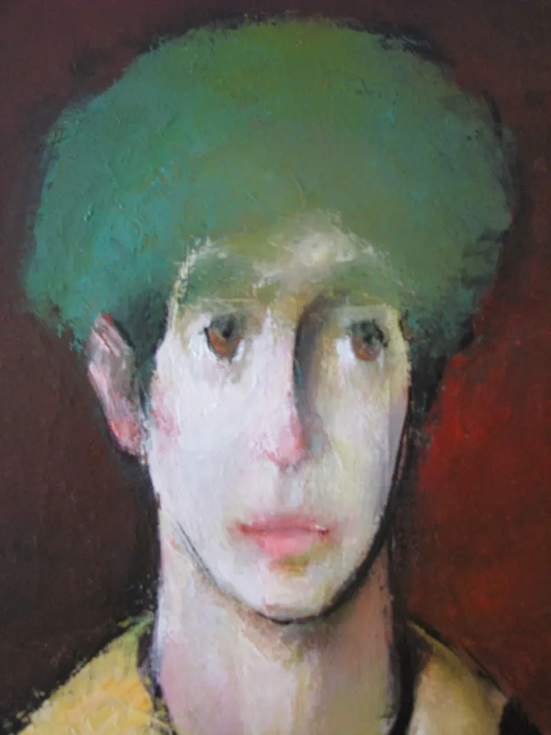 A figure in a green hat, detail — artwork by Andrei Constantin