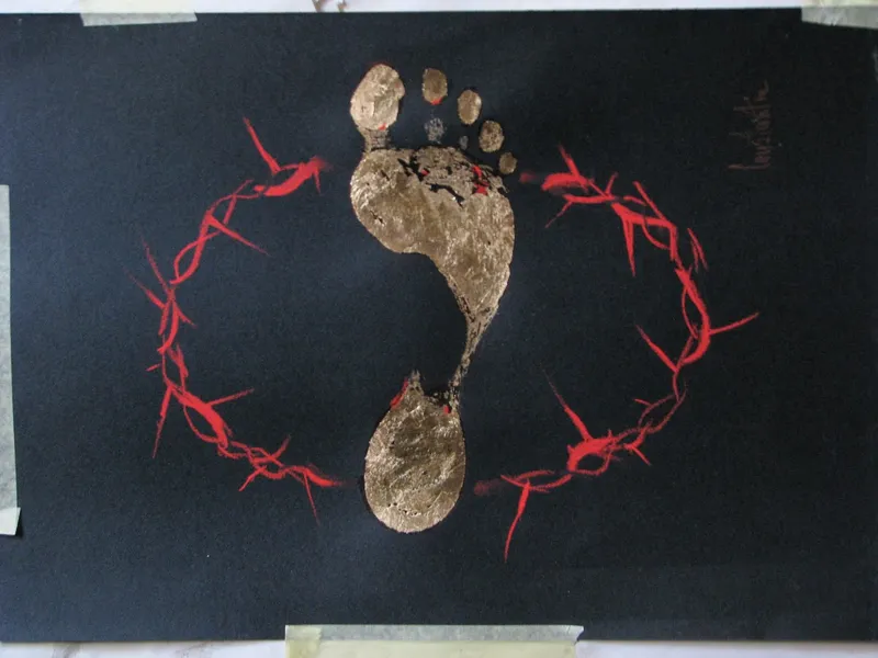Footprints encircled in red — artwork by Andrei Constantin