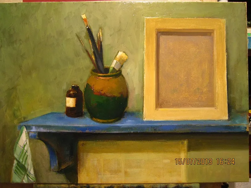 Brushes and an empty frame — artwork by Andrei Constantin
